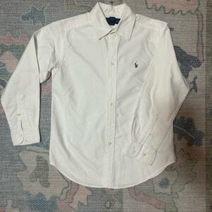Ralph Lauren white button down collared shirt. Size 10.